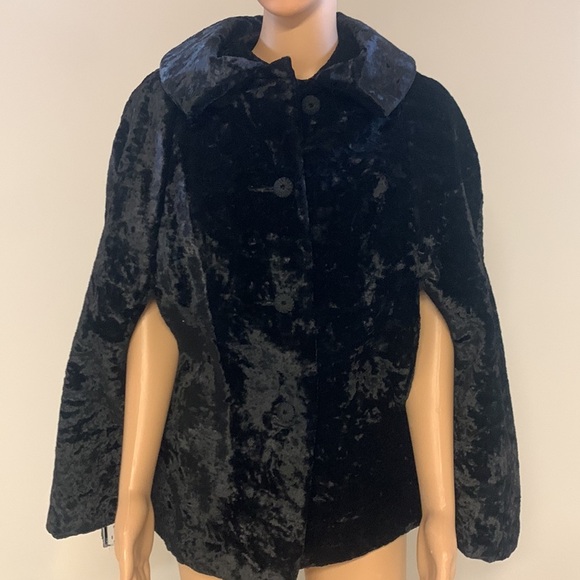 Vintage Niccolini Black Crushed Velvet Cape Women’s S Dramatic Statement - Picture 6 of 17